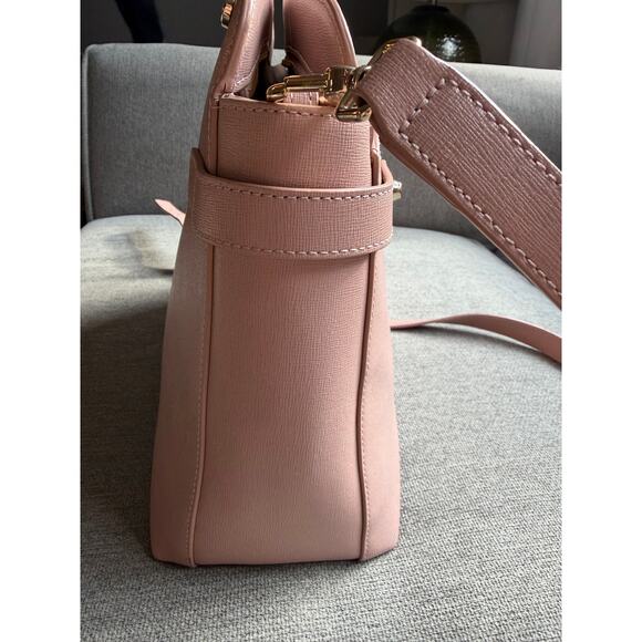 Furla Agata Medium Saffiano Leather Satchel with Strap Light Pink - Picture 9 of 16